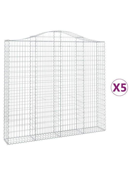 Klenuté gabionové koše 5 ks 200x30x180/200cm pozinkované železo