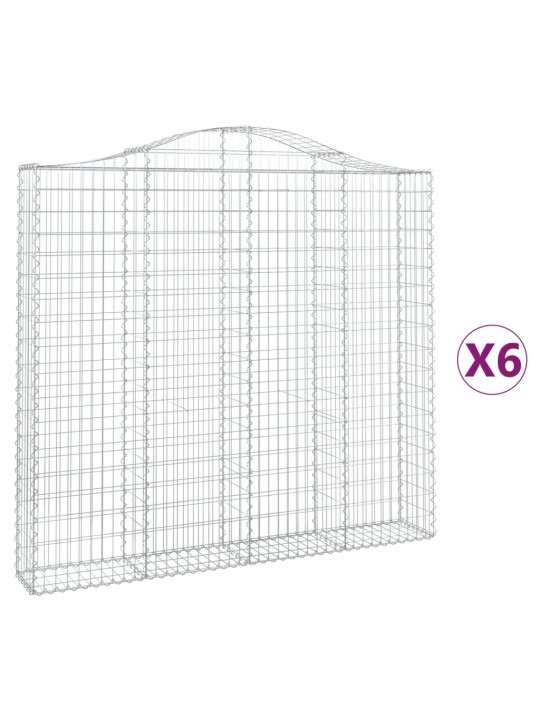 Klenuté gabionové koše 6 ks 200x30x180/200cm pozinkované železo