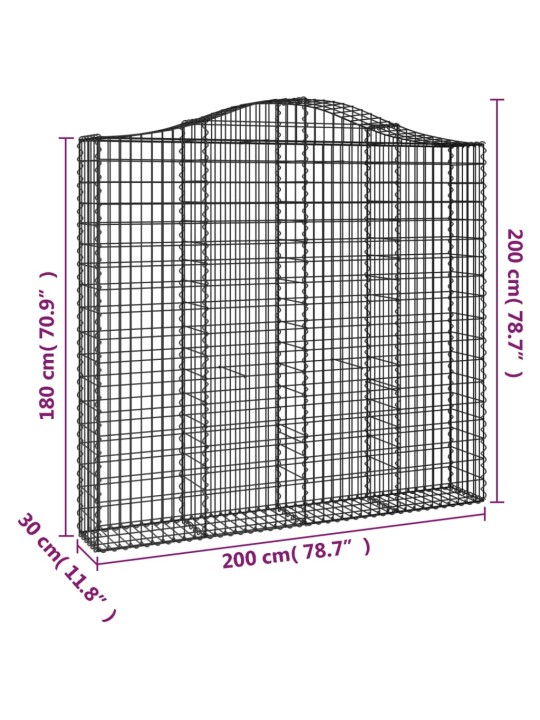 Klenuté gabionové koše 6 ks 200x30x180/200cm pozinkované železo
