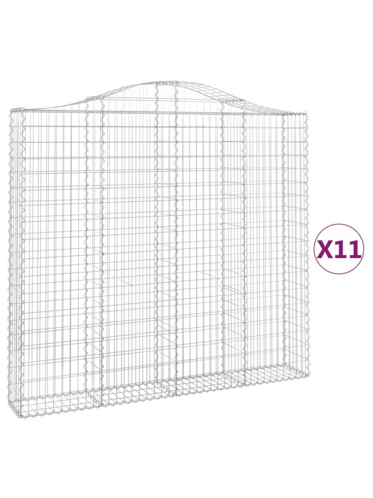 Klenuté gabionové koše 11ks 200x30x180/200cm pozinkované železo