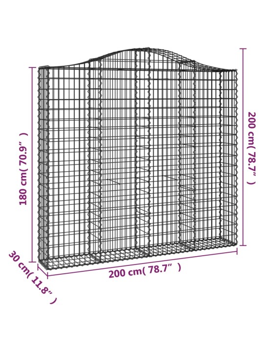Klenuté gabionové koše 11ks 200x30x180/200cm pozinkované železo