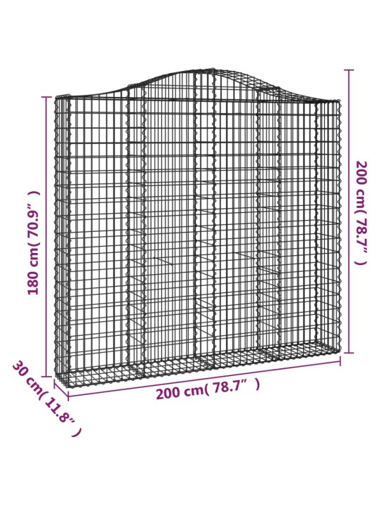 Klenuté gabionové koše 15ks 200x30x180/200cm pozinkované železo