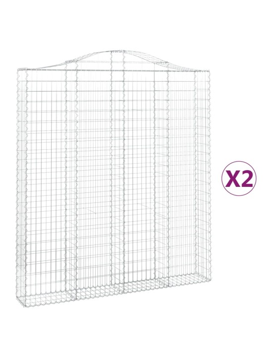 Klenuté gabionové koše 2 ks 200x30x220/240cm pozinkované železo