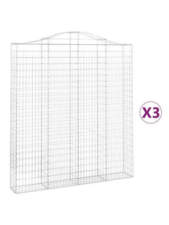 Klenuté gabionové koše 3 ks 200x30x220/240cm pozinkované železo
