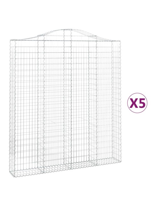 Klenuté gabionové koše 5 ks 200x30x220/240cm pozinkované železo