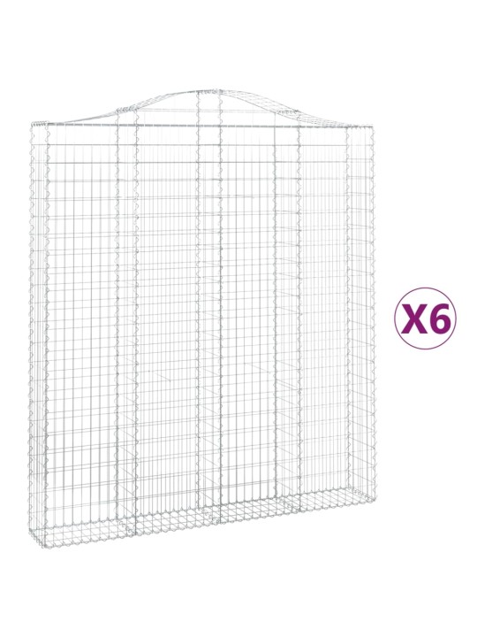 Klenuté gabionové koše 6 ks 200x30x220/240cm pozinkované železo