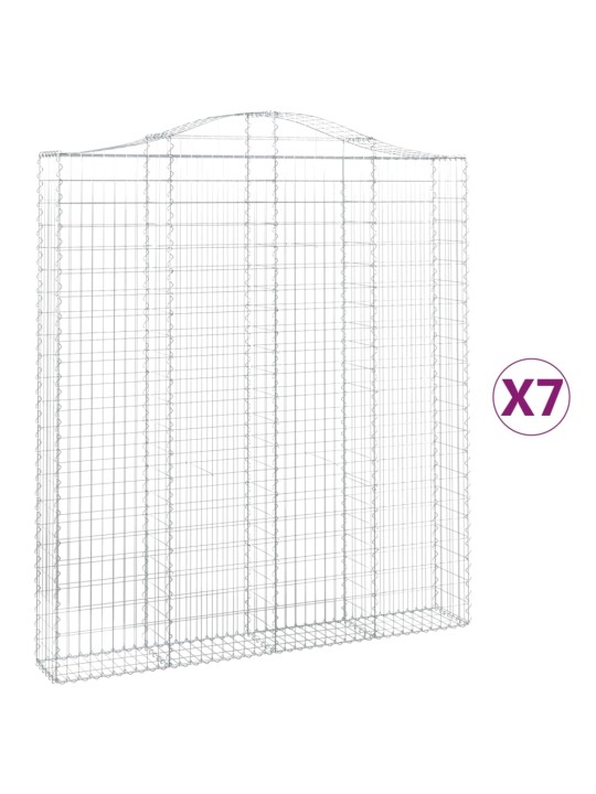 Klenuté gabionové koše 7 ks 200x30x220/240cm pozinkované železo