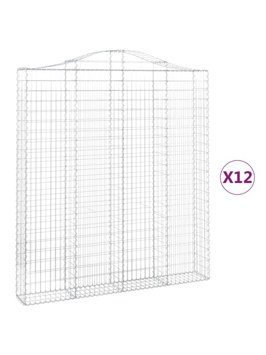 Klenuté gabionové koše 12ks 200x30x220/240cm pozinkované železo