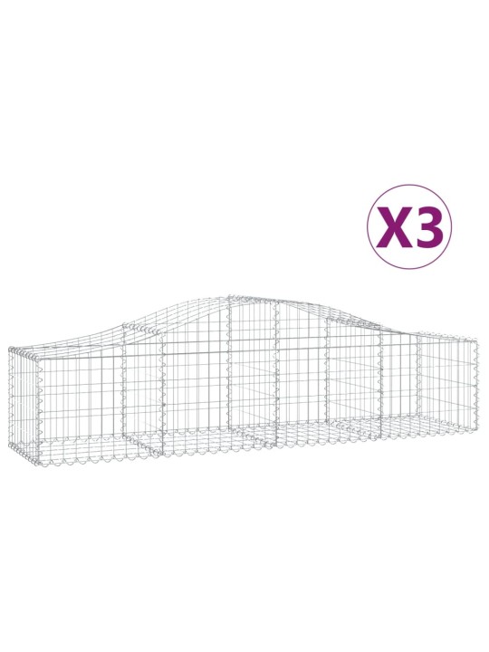 Klenuté gabionové koše 3 ks 200x50x40/60 cm pozinkované železo