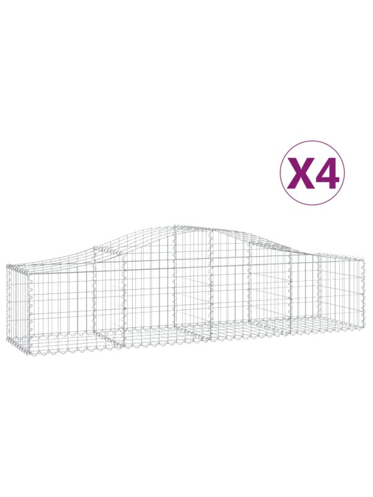 Klenuté gabionové koše 4 ks 200x50x40/60 cm pozinkované železo