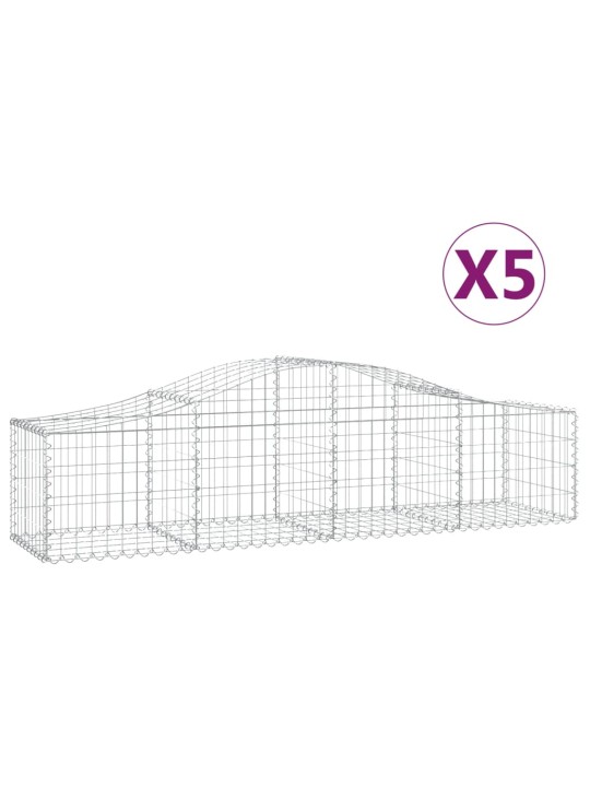 Klenuté gabionové koše 5 ks 200x50x40/60 cm pozinkované železo