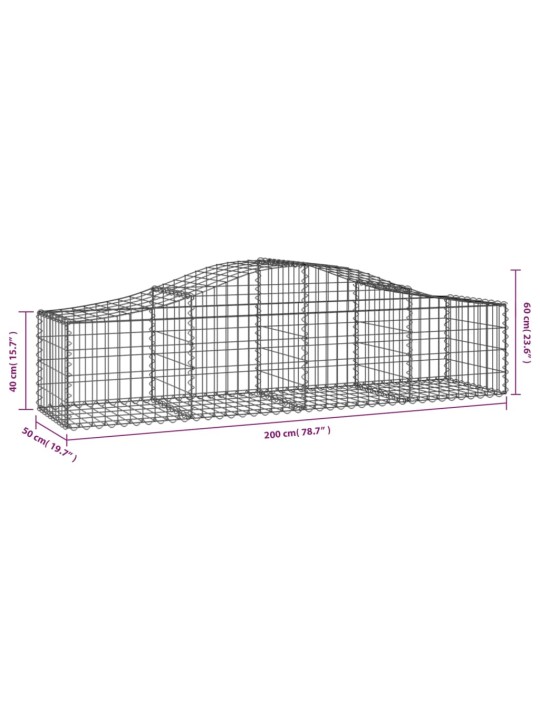Klenuté gabionové koše 5 ks 200x50x40/60 cm pozinkované železo