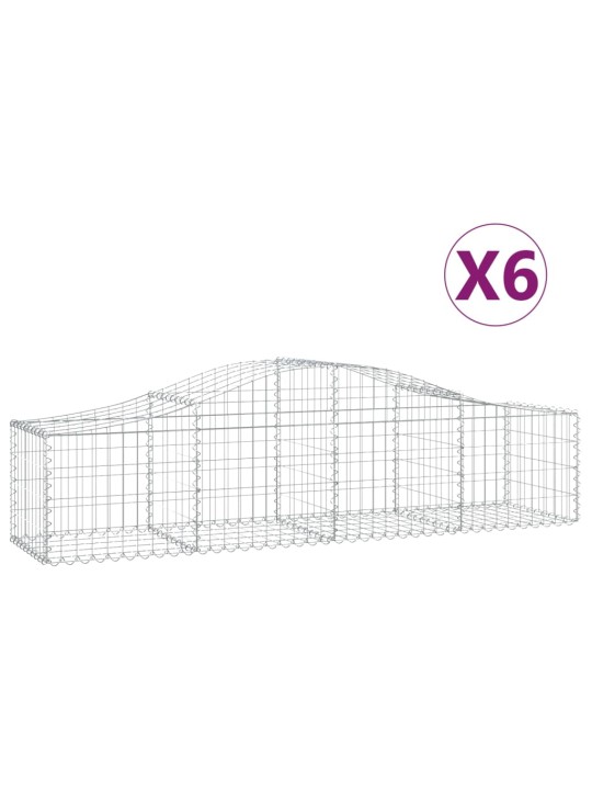 Klenuté gabionové koše 6 ks 200x50x40/60 cm pozinkované železo