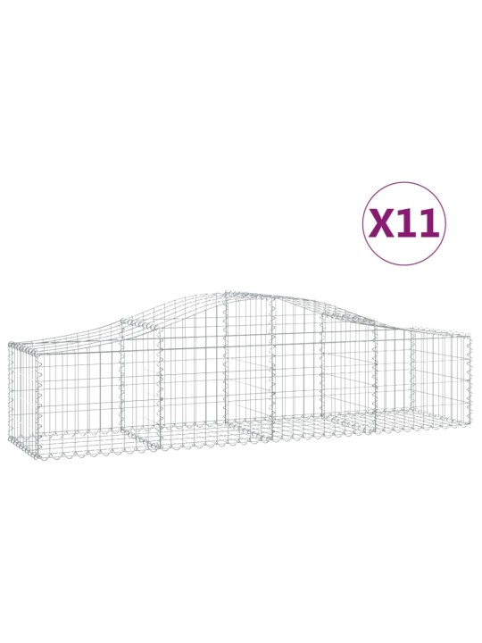 Klenuté gabionové koše 11 ks 200x50x40/60 cm pozinkované železo