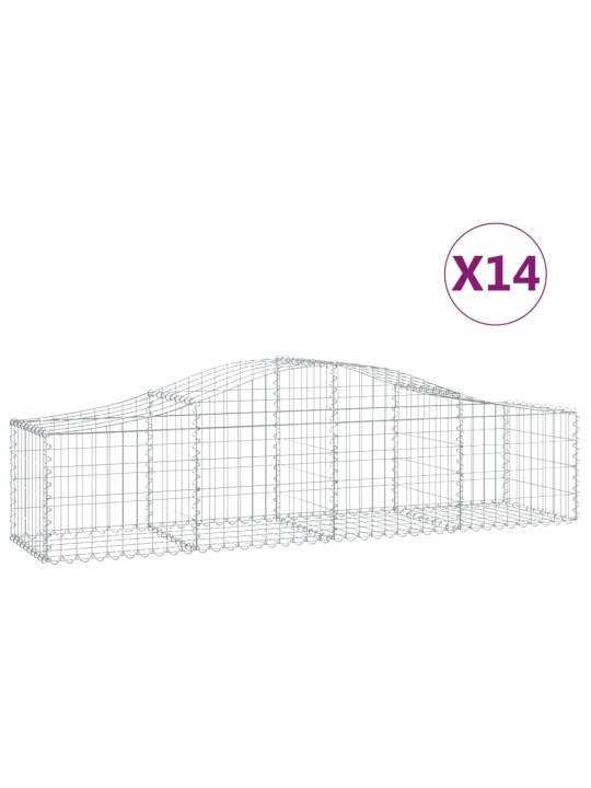 Klenuté gabionové koše 14 ks 200x50x40/60 cm pozinkované železo
