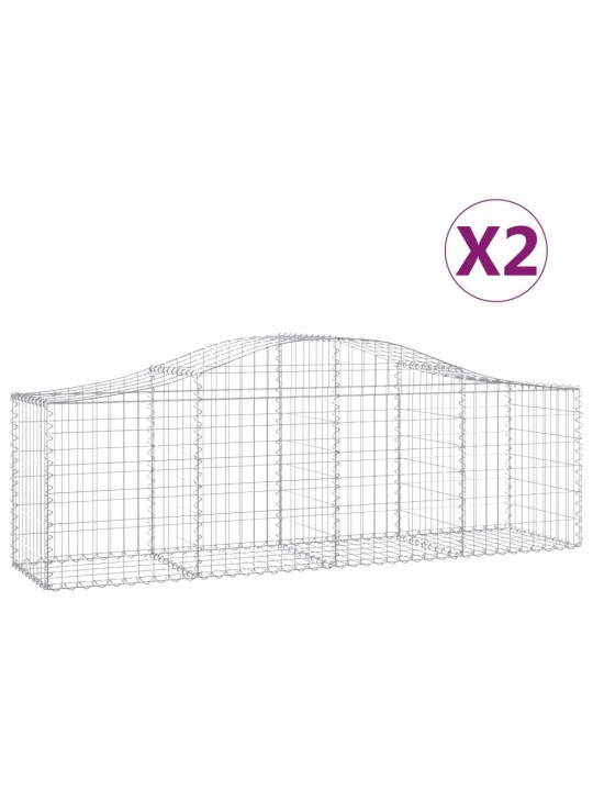 Klenuté gabionové koše 2 ks 200x50x60/80 cm pozinkované železo