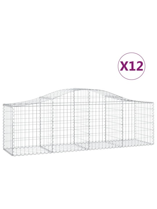 Klenuté gabionové koše 12 ks 200x50x60/80 cm pozinkované železo