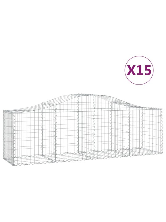 Klenuté gabionové koše 15 ks 200x50x60/80 cm pozinkované železo