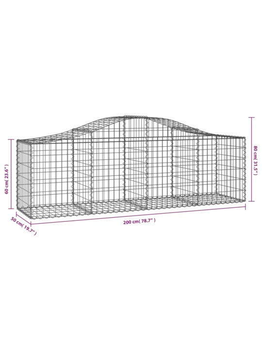 Klenuté gabionové koše 18 ks 200x50x60/80 cm pozinkované železo