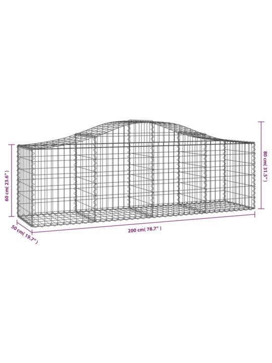 Klenuté gabionové koše 20 ks 200x50x60/80 cm pozinkované železo