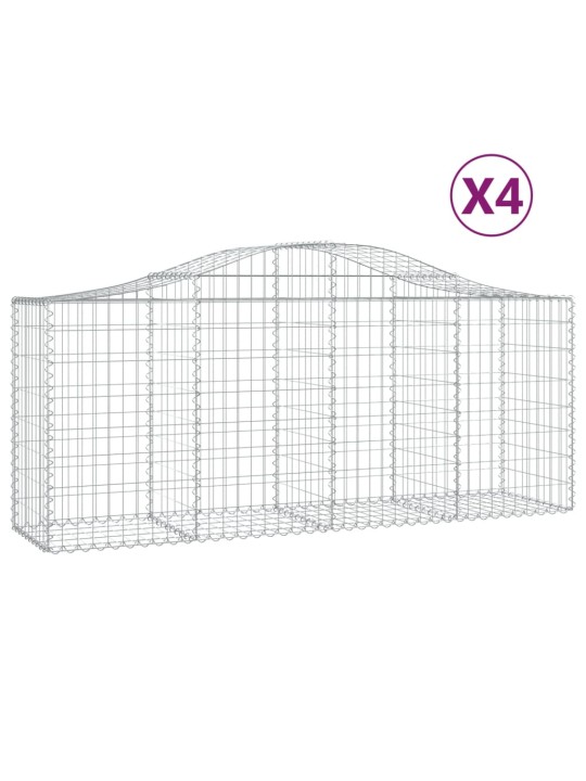 Klenuté gabionové koše 4 ks 200x50x80/100 cm pozinkované železo