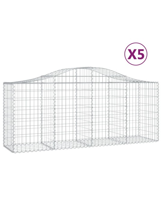 Klenuté gabionové koše 5 ks 200x50x80/100 cm pozinkované železo