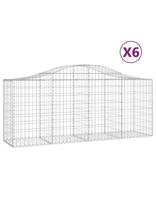Klenuté gabionové koše 6 ks 200x50x80/100 cm pozinkované železo