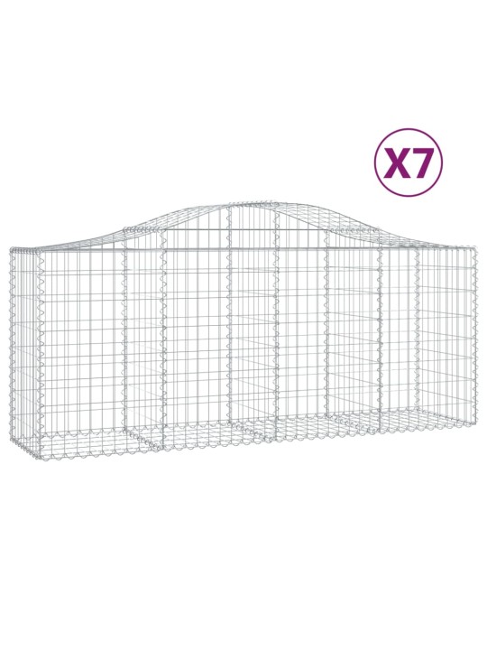 Klenuté gabionové koše 7 ks 200x50x80/100 cm pozinkované železo