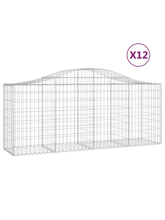 Klenuté gabionové koše 12ks 200x50x80/100 cm pozinkované železo