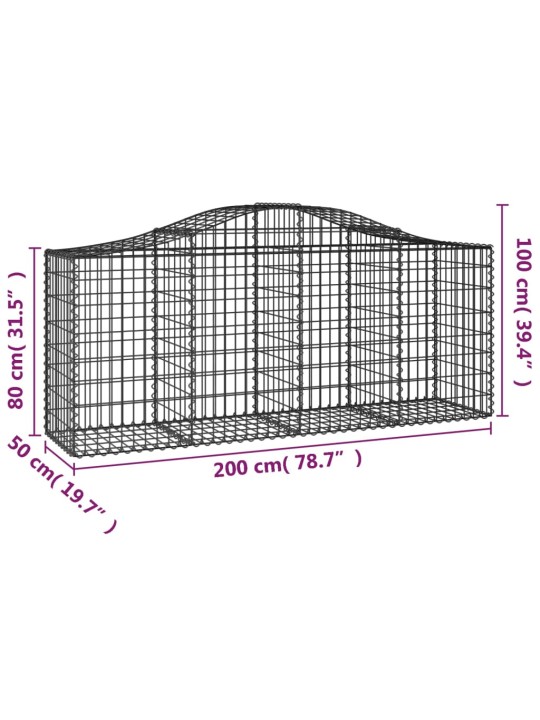 Klenuté gabionové koše 18ks 200x50x80/100 cm pozinkované železo
