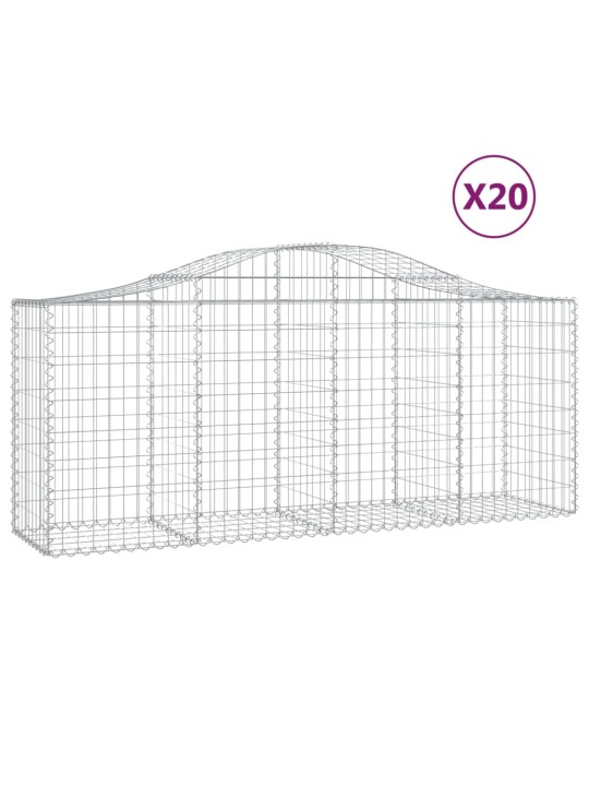 Klenuté gabionové koše 20ks 200x50x80/100 cm pozinkované železo