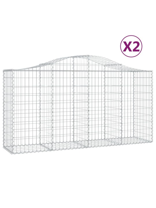 Klenuté gabionové koše 2 ks 200x50x100/120cm pozinkované železo