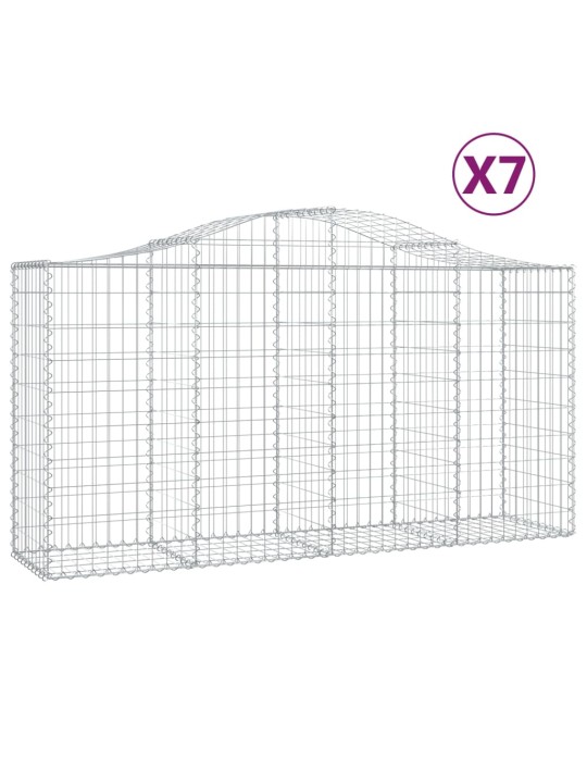 Klenuté gabionové koše 7 ks 200x50x100/120cm pozinkované železo