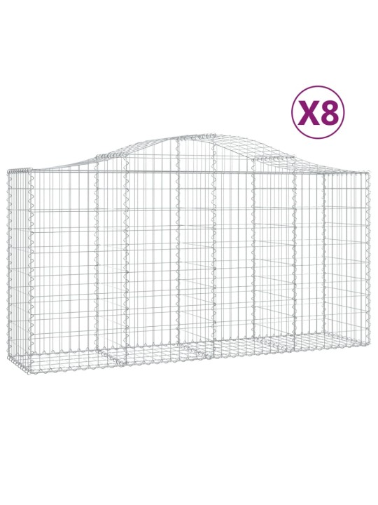 Klenuté gabionové koše 8 ks 200x50x100/120cm pozinkované železo