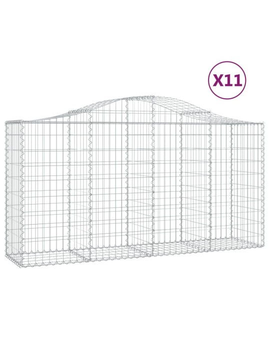 Klenuté gabionové koše 11ks 200x50x100/120cm pozinkované železo
