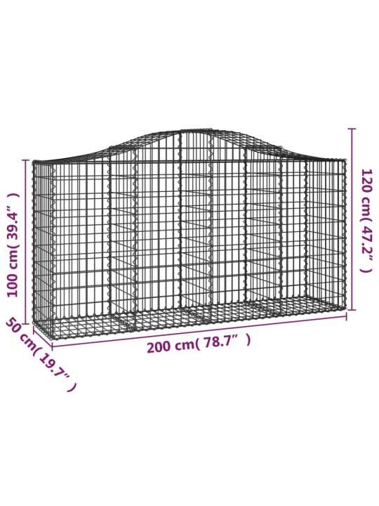 Klenuté gabionové koše 18ks 200x50x100/120cm pozinkované železo
