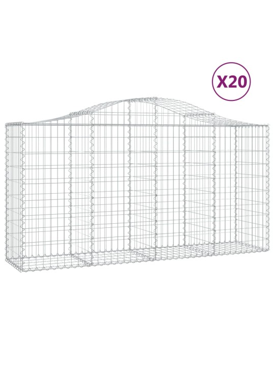 Klenuté gabionové koše 20ks 200x50x100/120cm pozinkované železo