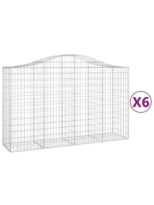 Klenuté gabionové koše 6 ks 200x50x120/140cm pozinkované železo