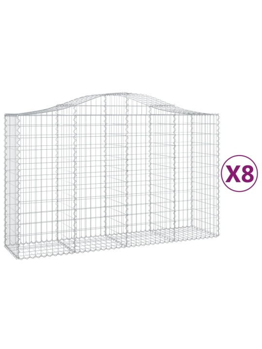 Klenuté gabionové koše 8 ks 200x50x120/140cm pozinkované železo