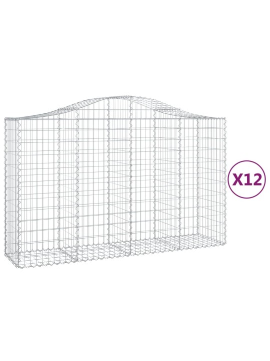 Klenuté gabionové koše 12ks 200x50x120/140cm pozinkované železo