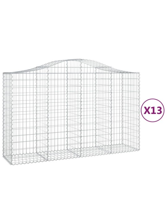 Klenuté gabionové koše 13ks 200x50x120/140cm pozinkované železo