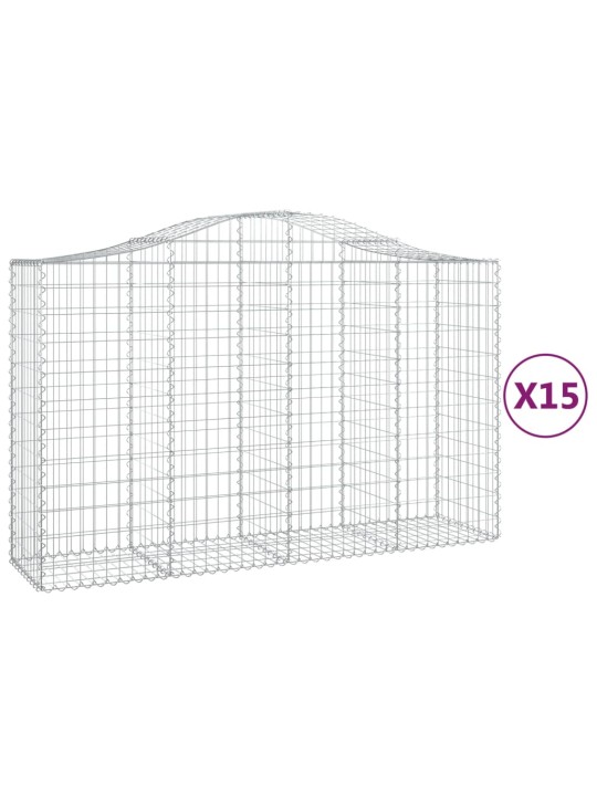 Klenuté gabionové koše 15ks 200x50x120/140cm pozinkované železo