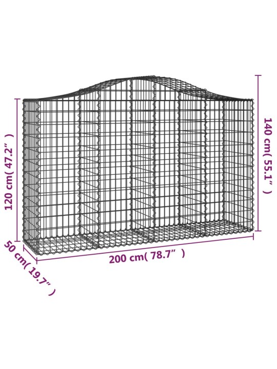 Klenuté gabionové koše 15ks 200x50x120/140cm pozinkované železo