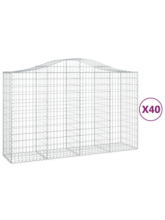 Klenuté gabionové koše 40ks 200x50x120/140cm pozinkované železo