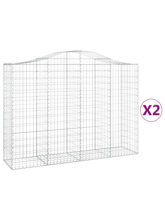 Klenuté gabionové koše 2 ks 200x50x140/160cm pozinkované železo