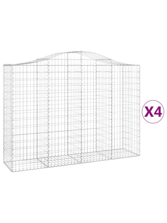 Klenuté gabionové koše 4 ks 200x50x140/160cm pozinkované železo