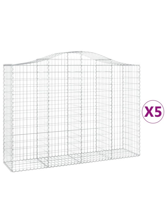 Klenuté gabionové koše 5 ks 200x50x140/160cm pozinkované železo