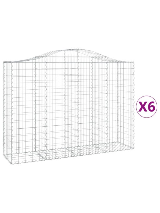 Klenuté gabionové koše 6 ks 200x50x140/160cm pozinkované železo