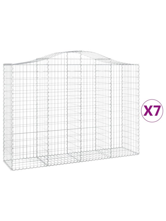 Klenuté gabionové koše 7 ks 200x50x140/160cm pozinkované železo