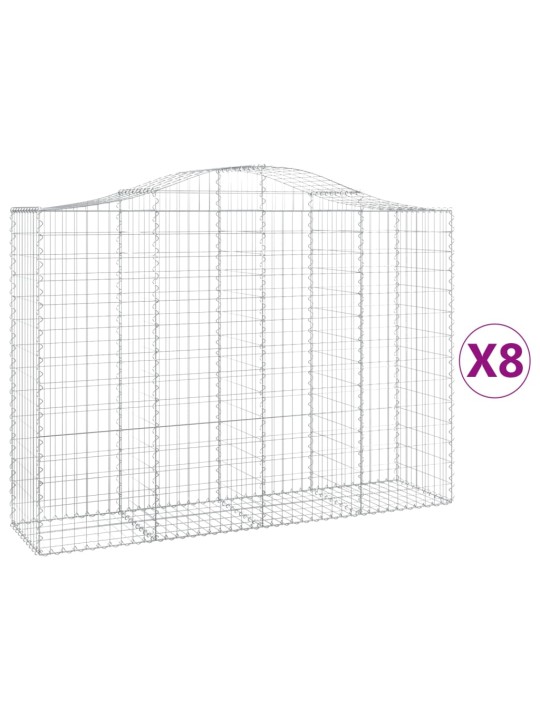Klenuté gabionové koše 8 ks 200x50x140/160cm pozinkované železo